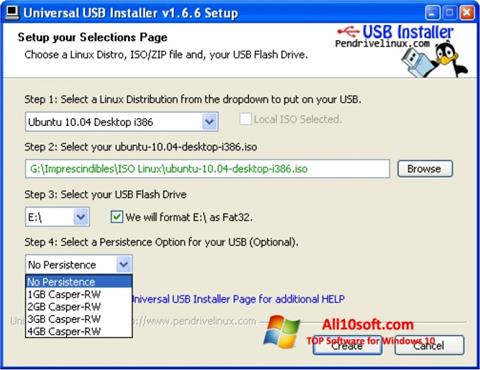 截圖 Universal USB Installer Windows 10