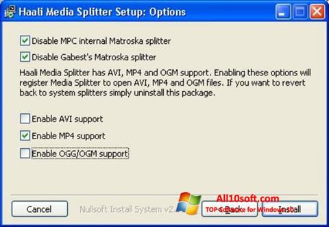 截圖 Haali Media Splitter Windows 10