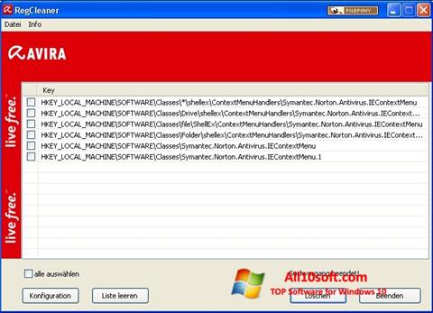 截圖 Avira Registry Cleaner Windows 10